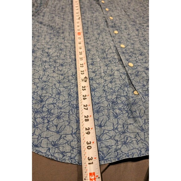 PETER MILLAR Blue Floral Print Shirt Men's LARGE Long Sleeve Hawaiian Button Up - Picture 8 of 9
